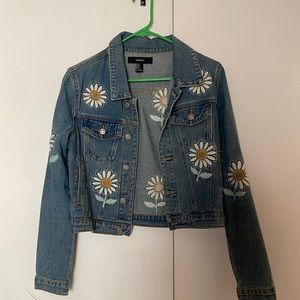 Daisy embroidered jean jacket